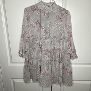 NWT Storia‎ floral Chiffon tiered dress small Lavender